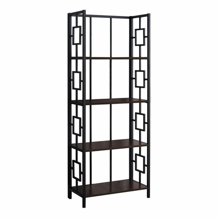 HOMEROOTS 62 in. 4 Tier Bookcase Espresso with Black Metal Etagere 376531